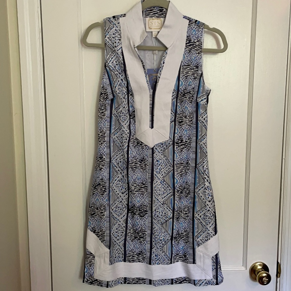 New with Tags $168 SAIL to SABLE Classic Tunic Dress Blue White XS 0 2 Easter